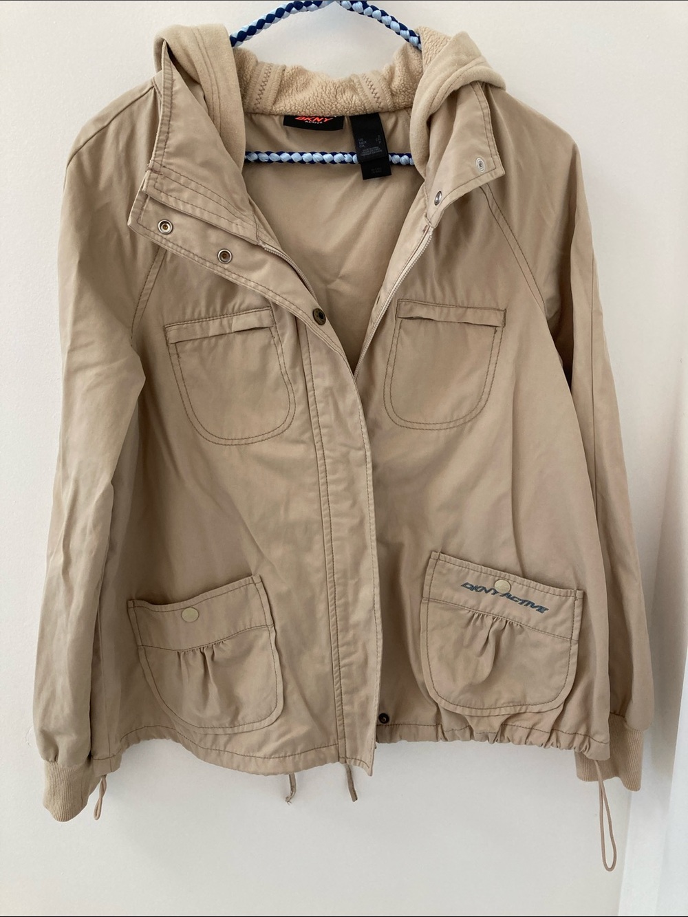 DKNY Women's Tan Hooded Utility Jacket